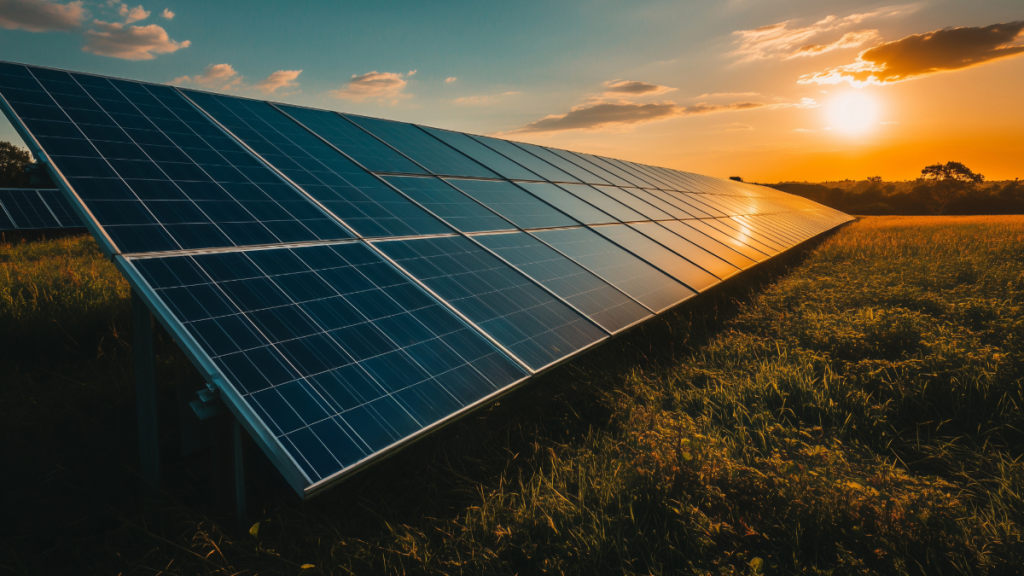 solar panels gathering energy from the sun